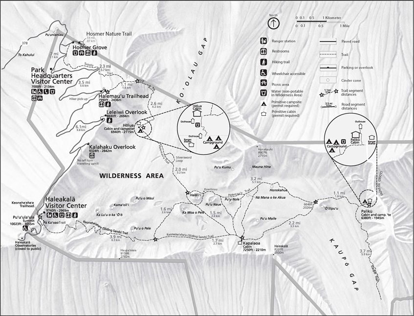 Haleakalā summit area trail map